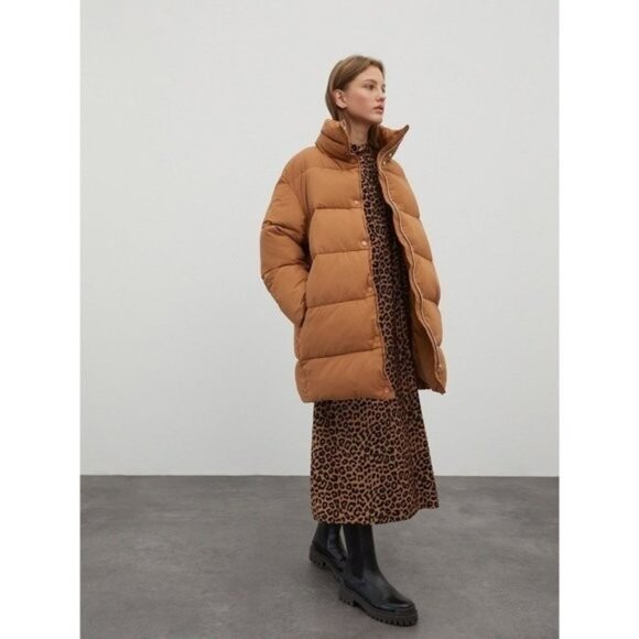 EDITED Monta Puffer Jacket Tobacco Brown size 36 (US 4/6) S Oversized Mid-Length - Picture 1 of 15